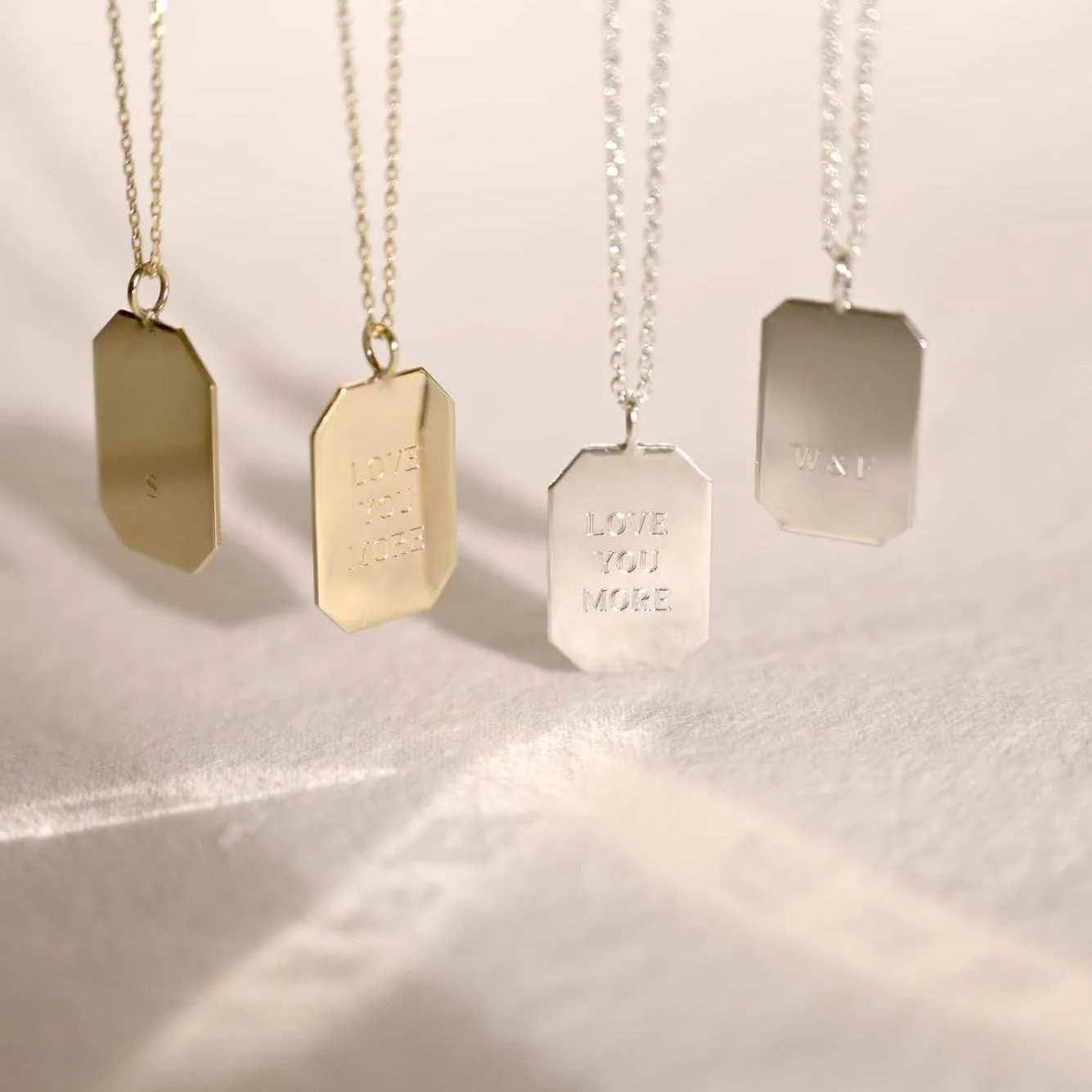 9ct Gold Personalised Rectangle Pendant Necklace - Image 6