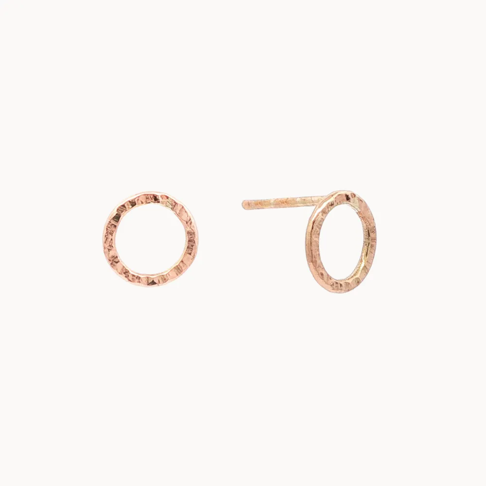 9ct Gold Hammered Small Circle Earrings - Image 3