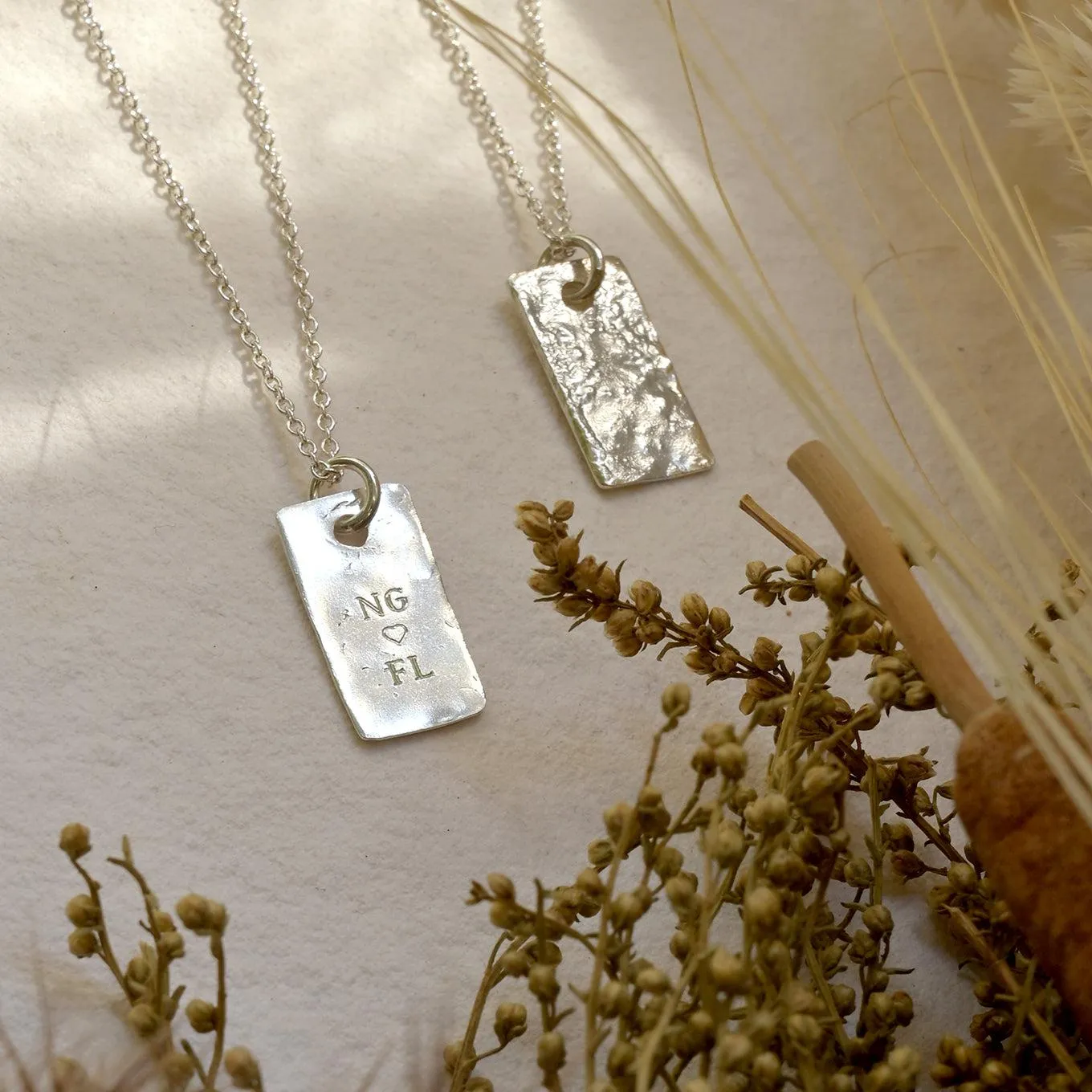 9ct Gold Personalised Raw Rectangle Pendant Necklace - Image 5