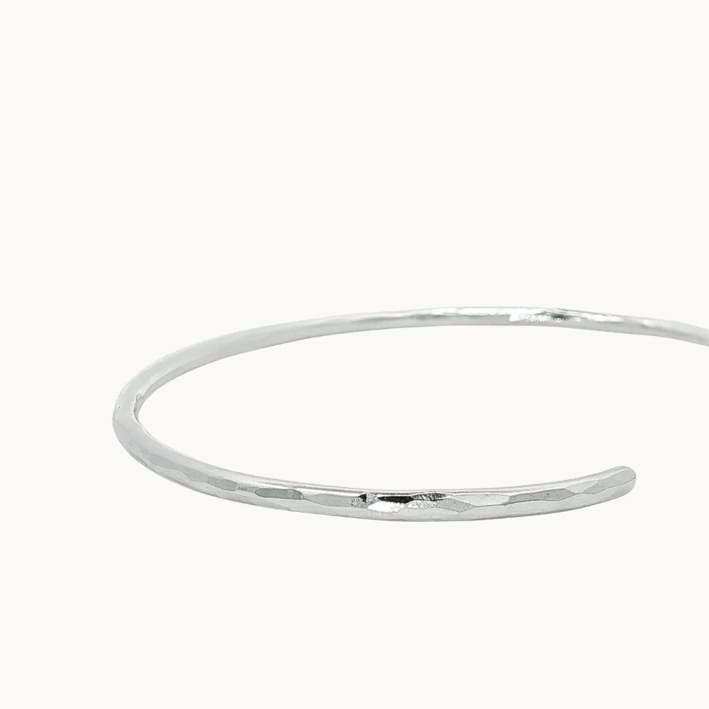 Adjustable Hammered Open Cuff Bangle - Image 3