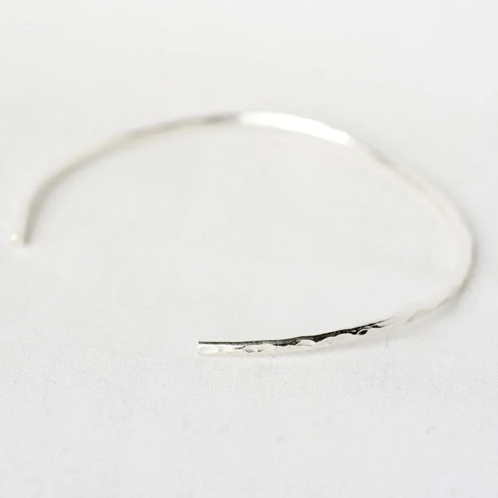 Adjustable Hammered Open Cuff Bangle - Image 4