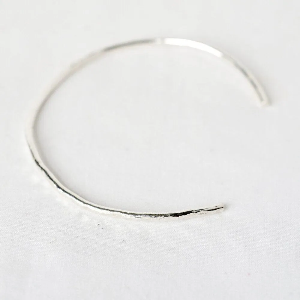Adjustable Hammered Open Cuff Bangle - Image 6