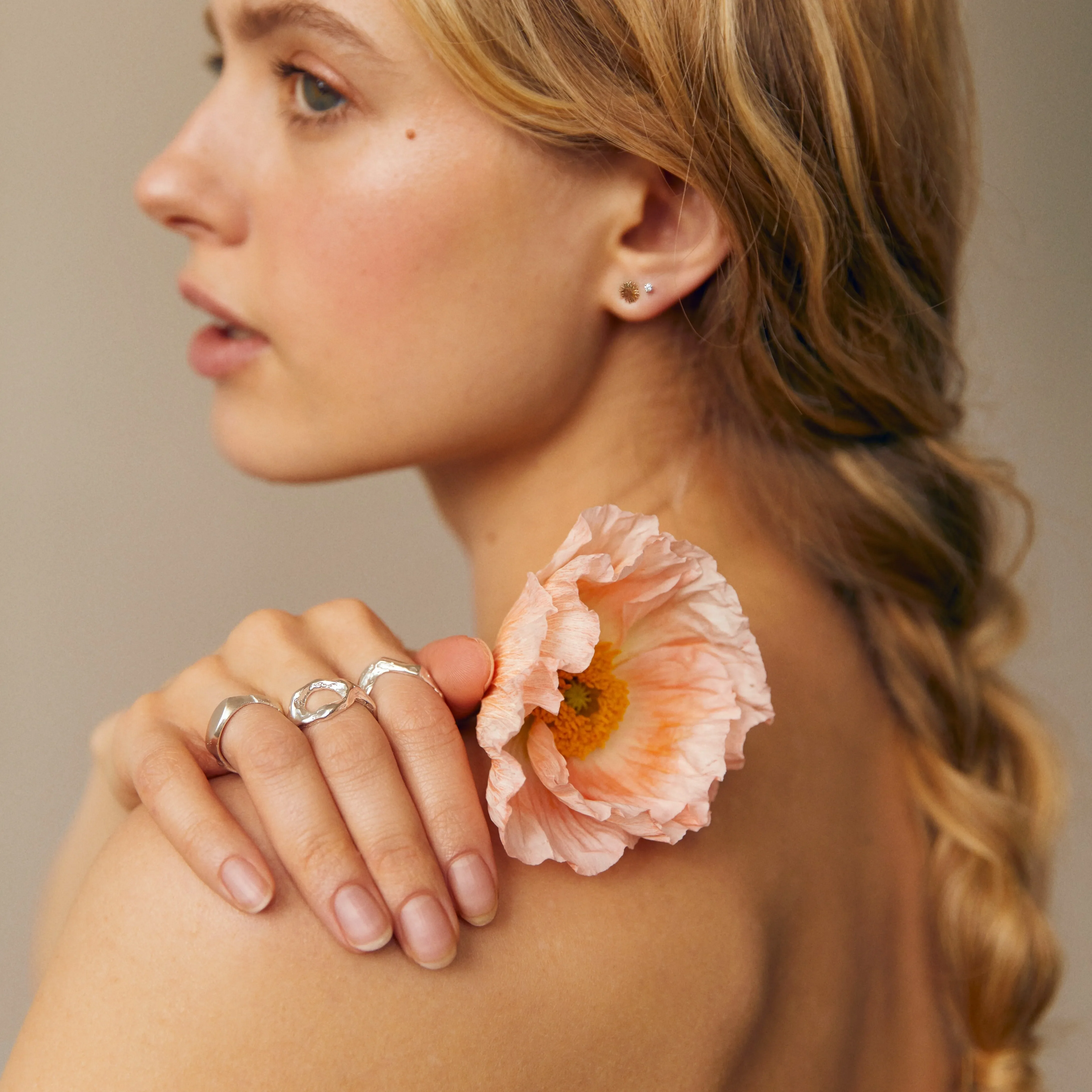 Silver Bloom Organic Circle Ring - Image 4