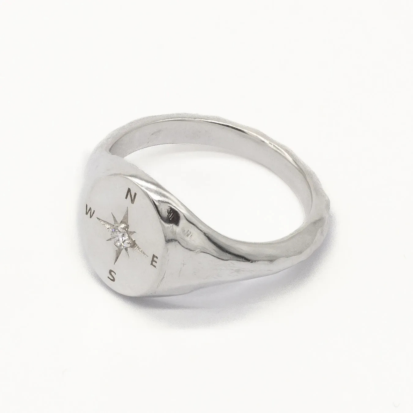 Diamond Compass Signet Ring - Image 4