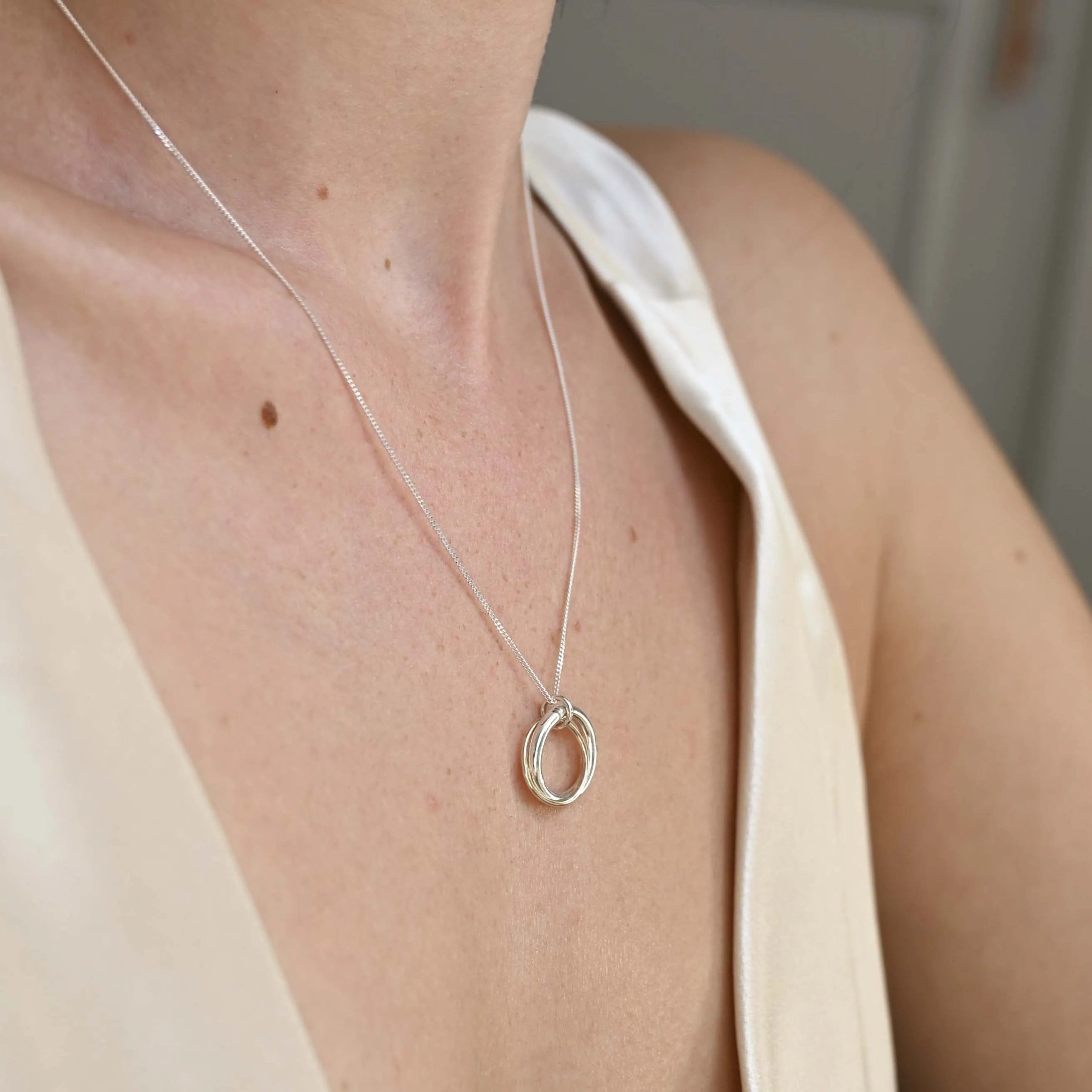 Connected Duo Mixed Metal Necklace - Image 3