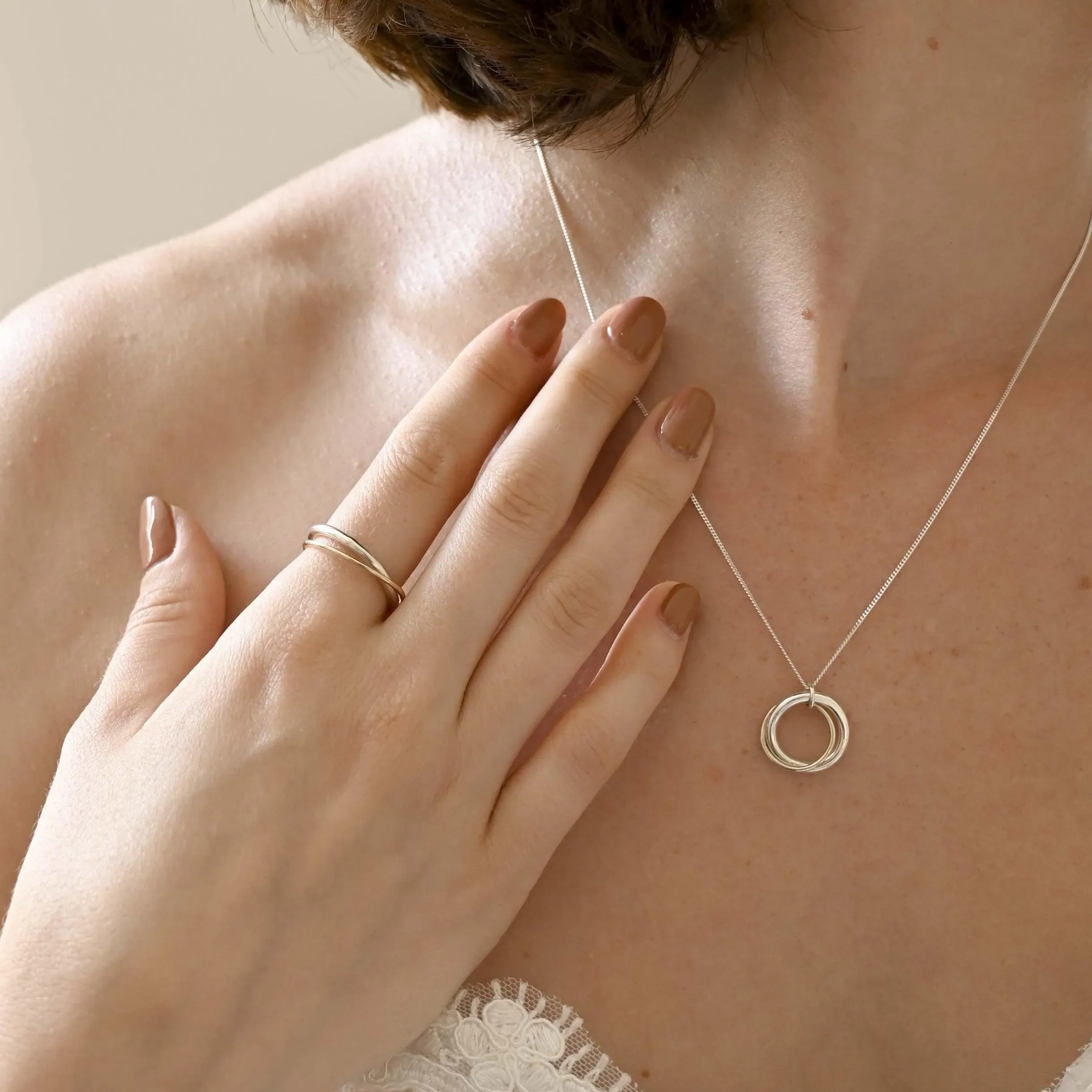 Connected Duo Mixed Metal Necklace - Image 5