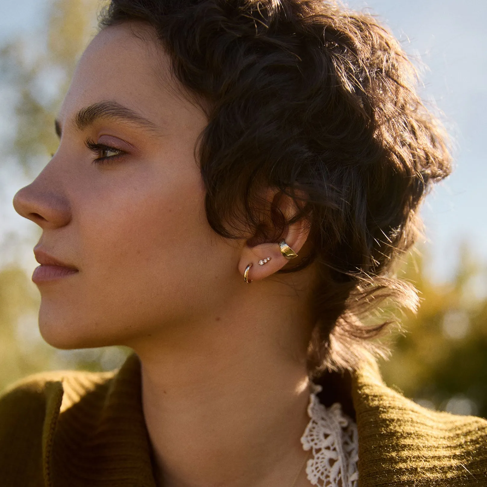 9ct Gold Huggie Hoop Earrings - Image 3