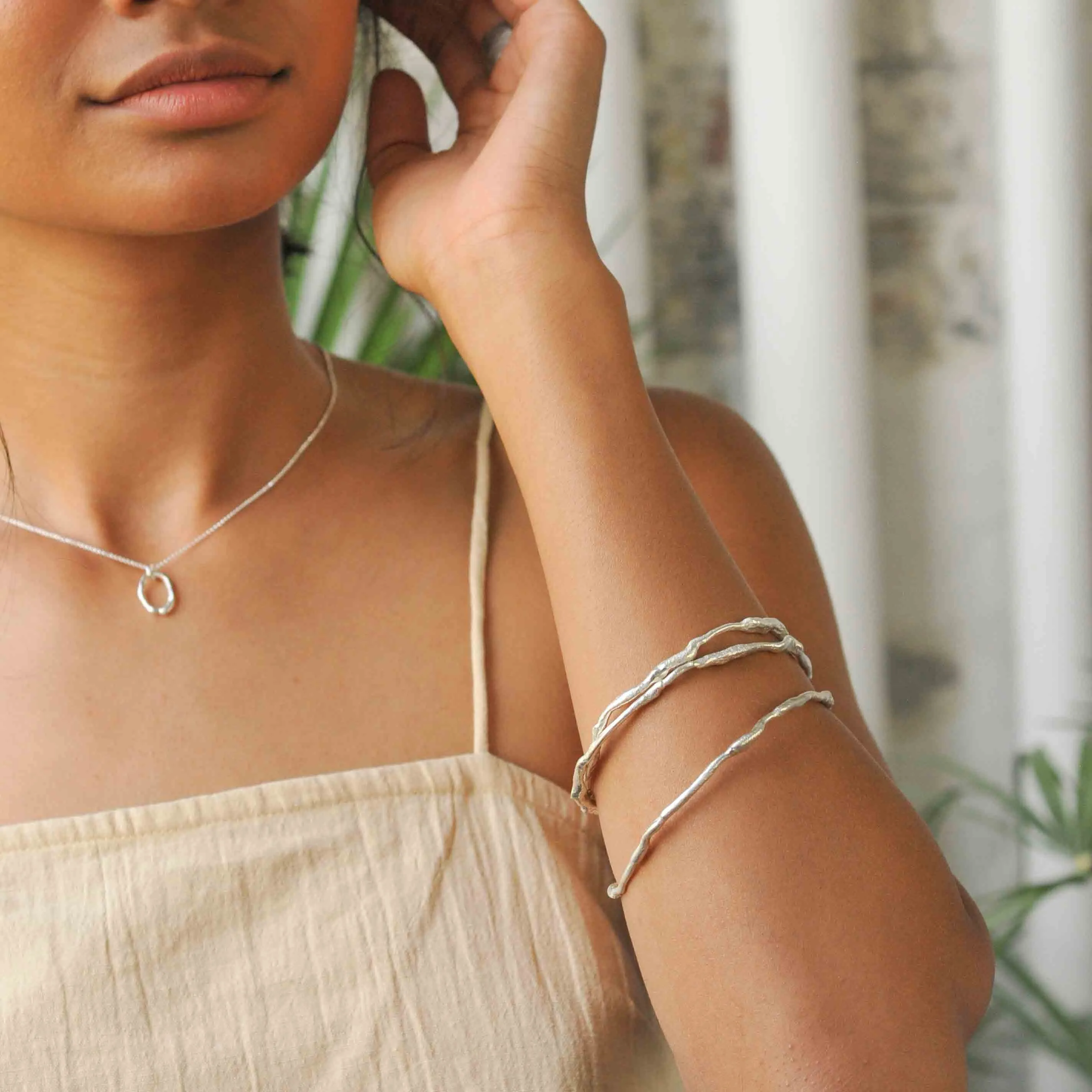 Silver Organic Bangle - Image 4