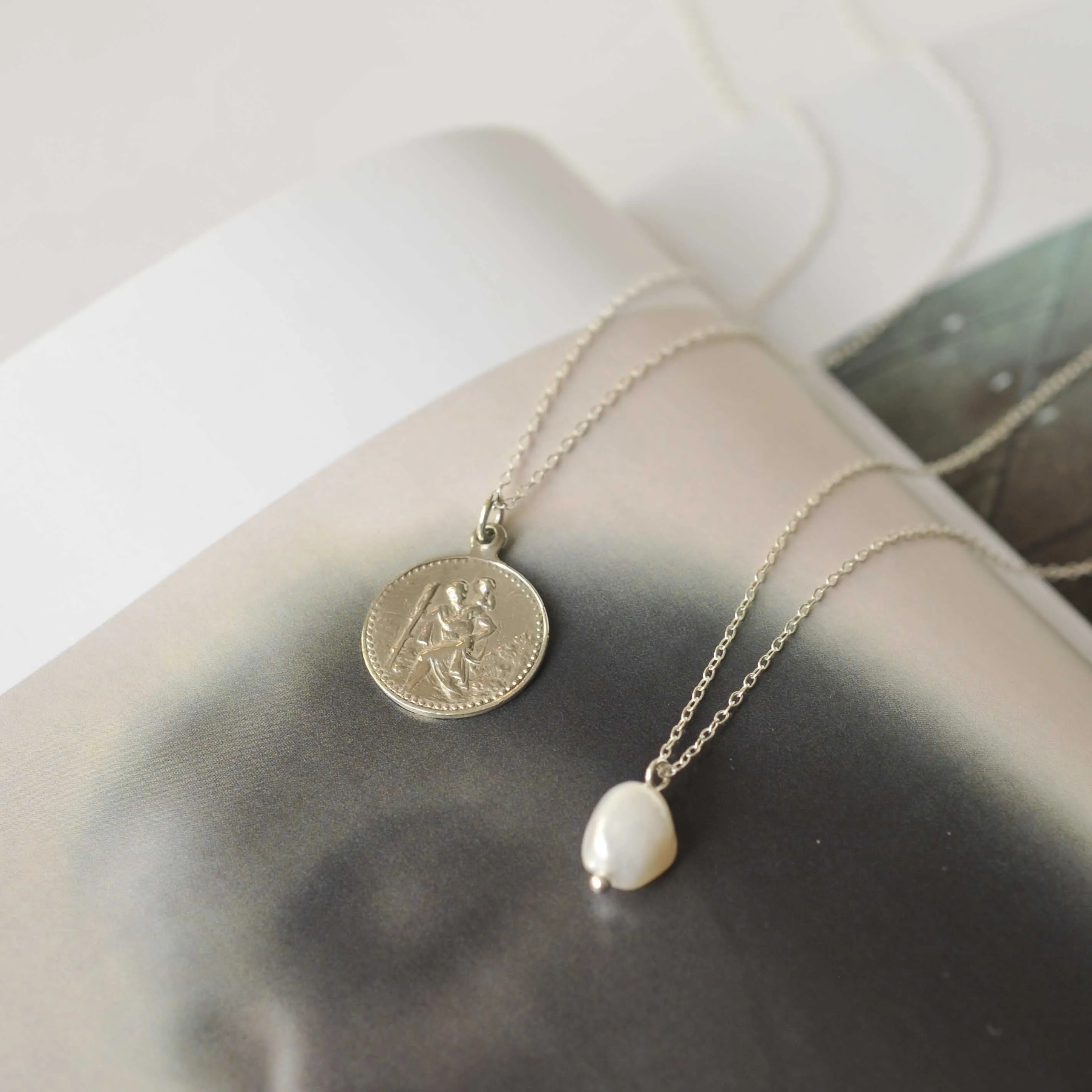 Silver Pearl Pendant Necklace - Image 5