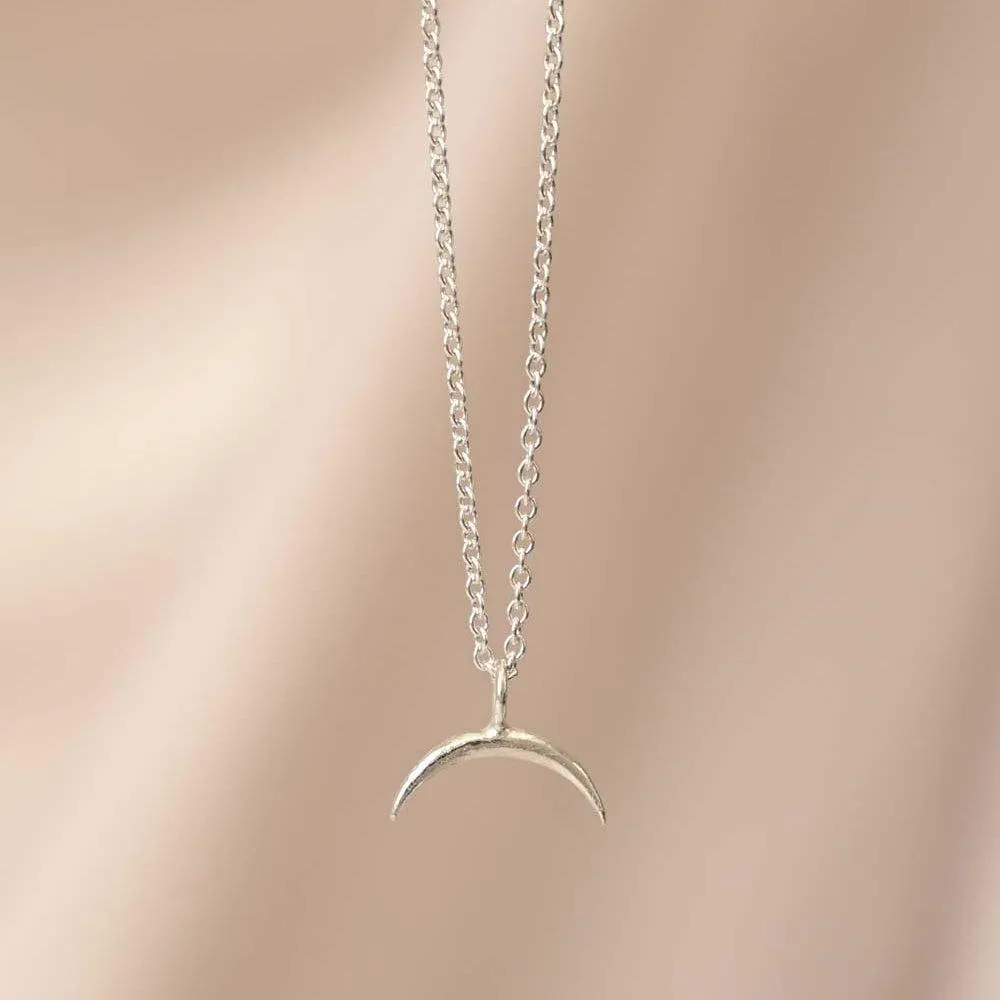 Silver Dainty Eclipse Pendant Necklace - Image 3