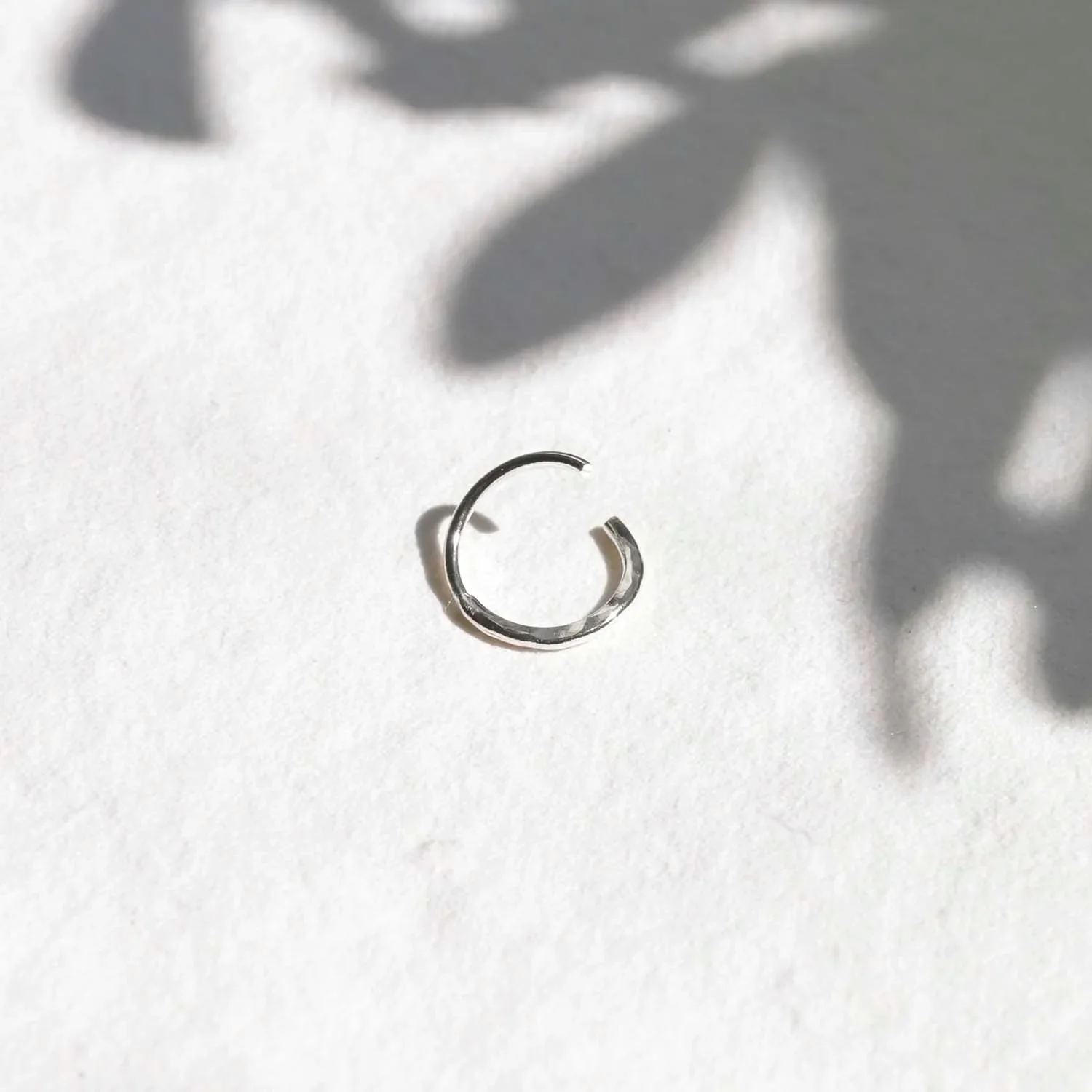 Silver Hammered Cartilage Helix Hoop Earrings - Image 3
