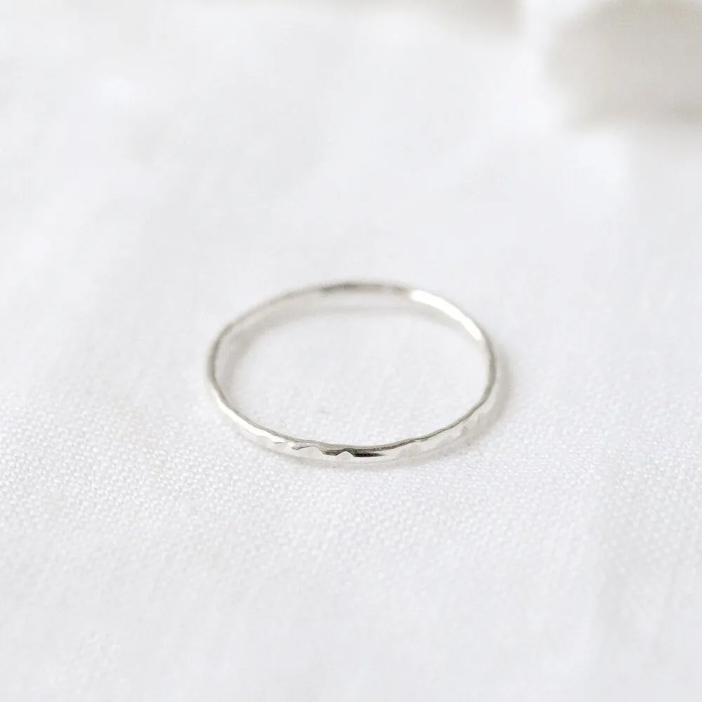 Silver Hammered Stacking Ring - Image 4