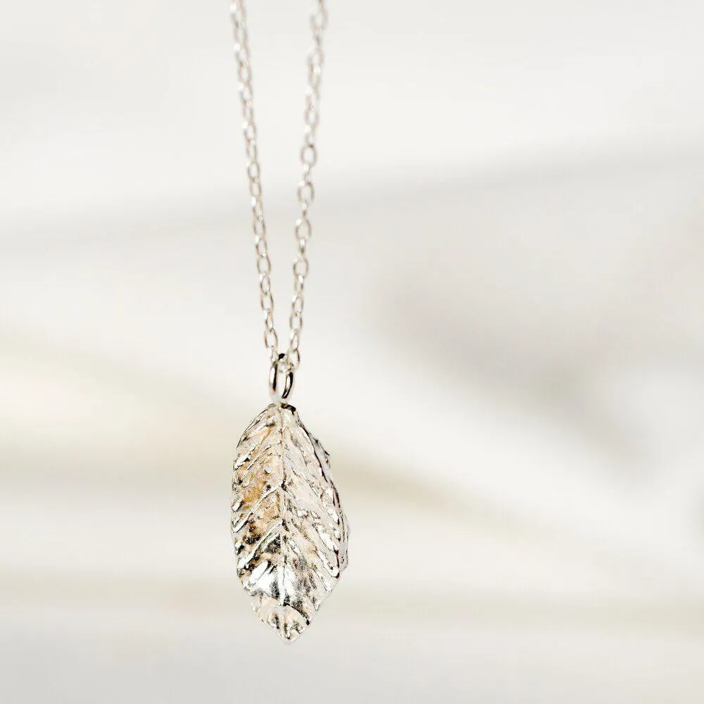 Silver Personalised Leaf Pendant Necklace - Image 5