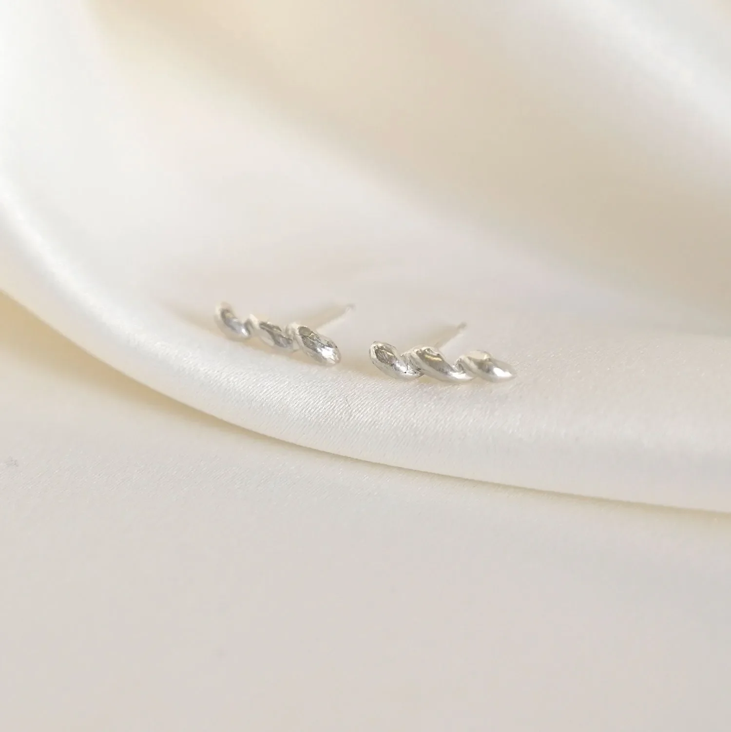 Silver Revolution Bar Stud Earrings - Image 3
