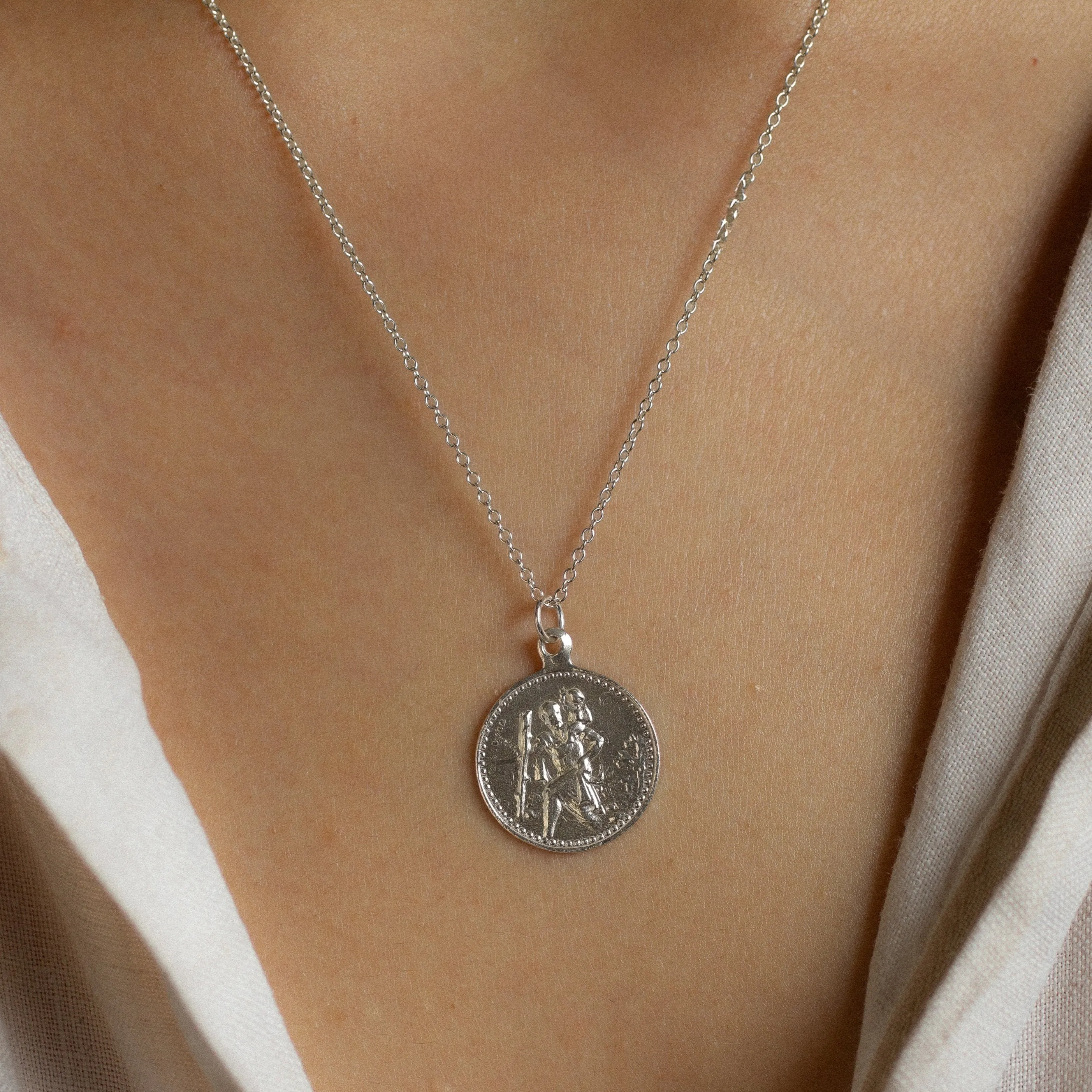 Silver Personalised Saint Christopher Medallion Necklace - Image 4