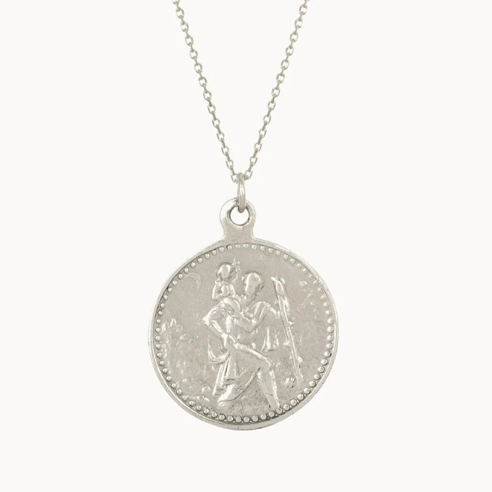 Silver Personalised Saint Christopher Medallion Necklace - Image 5