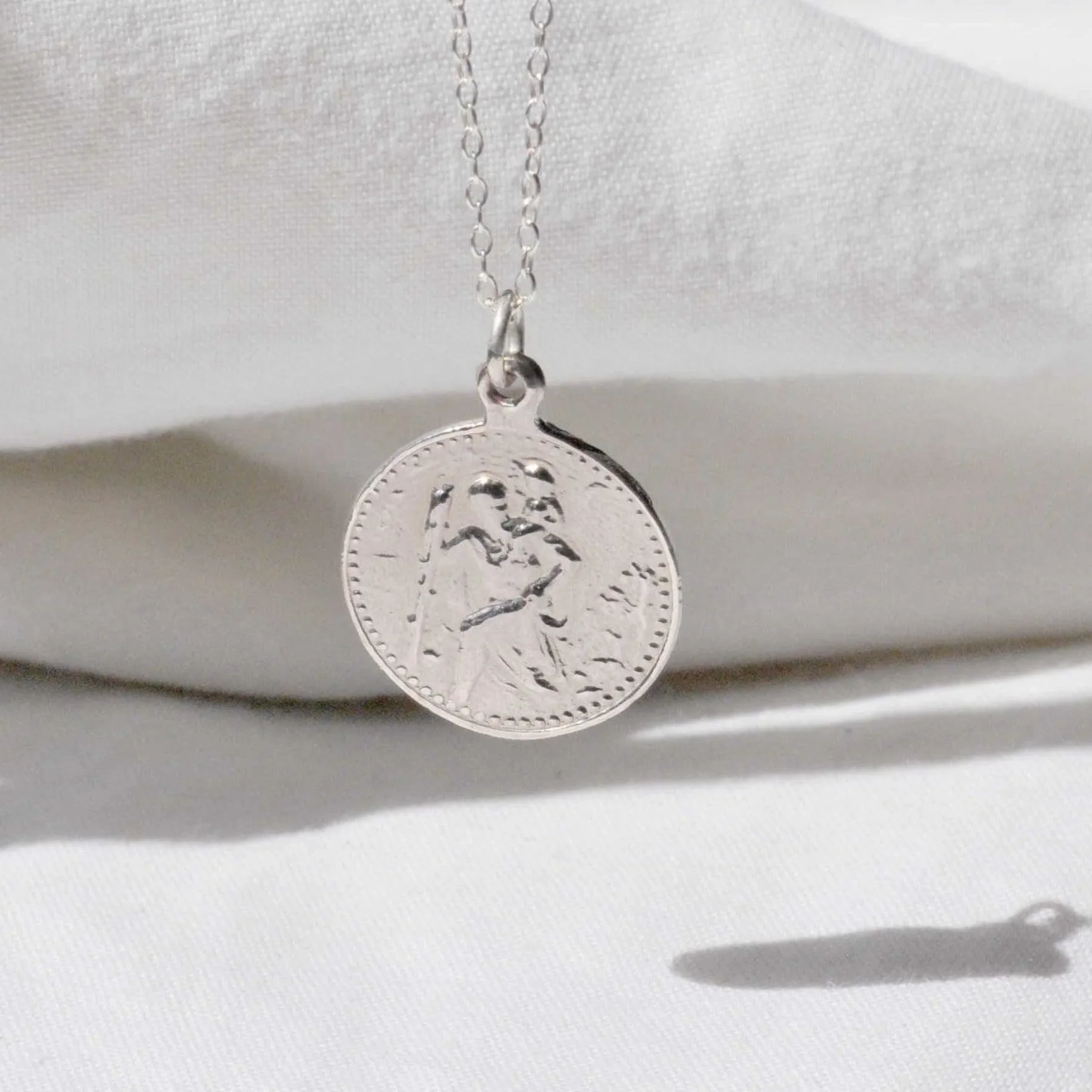 Silver Personalised Saint Christopher Medallion Necklace - Image 6