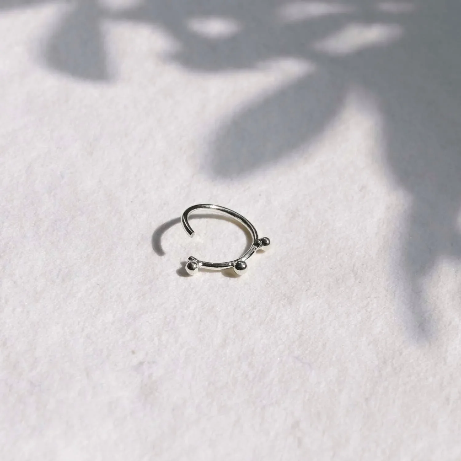 Silver Triple Dot Cartilage Helix Hoop Earrings - Image 3