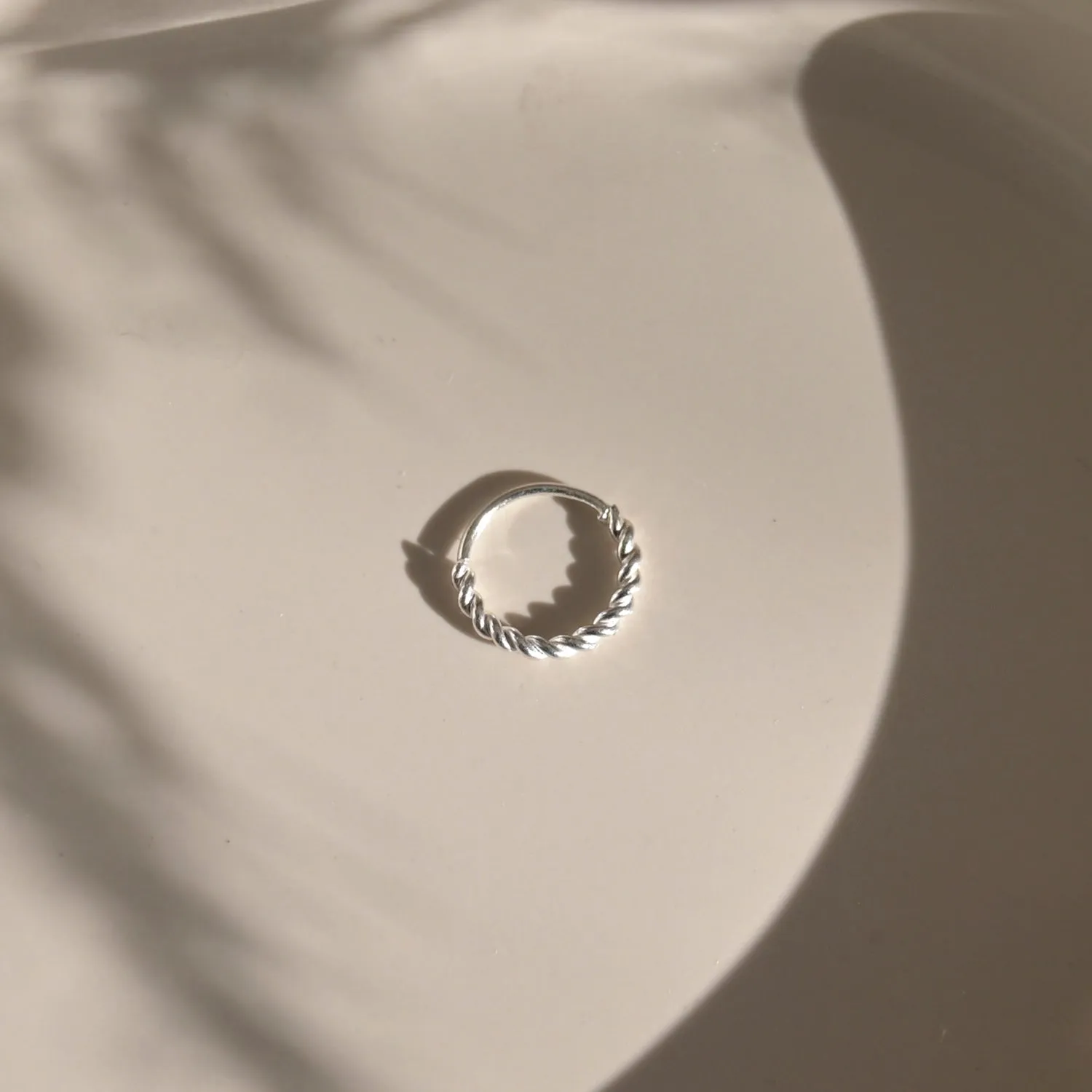 Silver Twisted Cartilage Helix Hoop Earring - Image 3