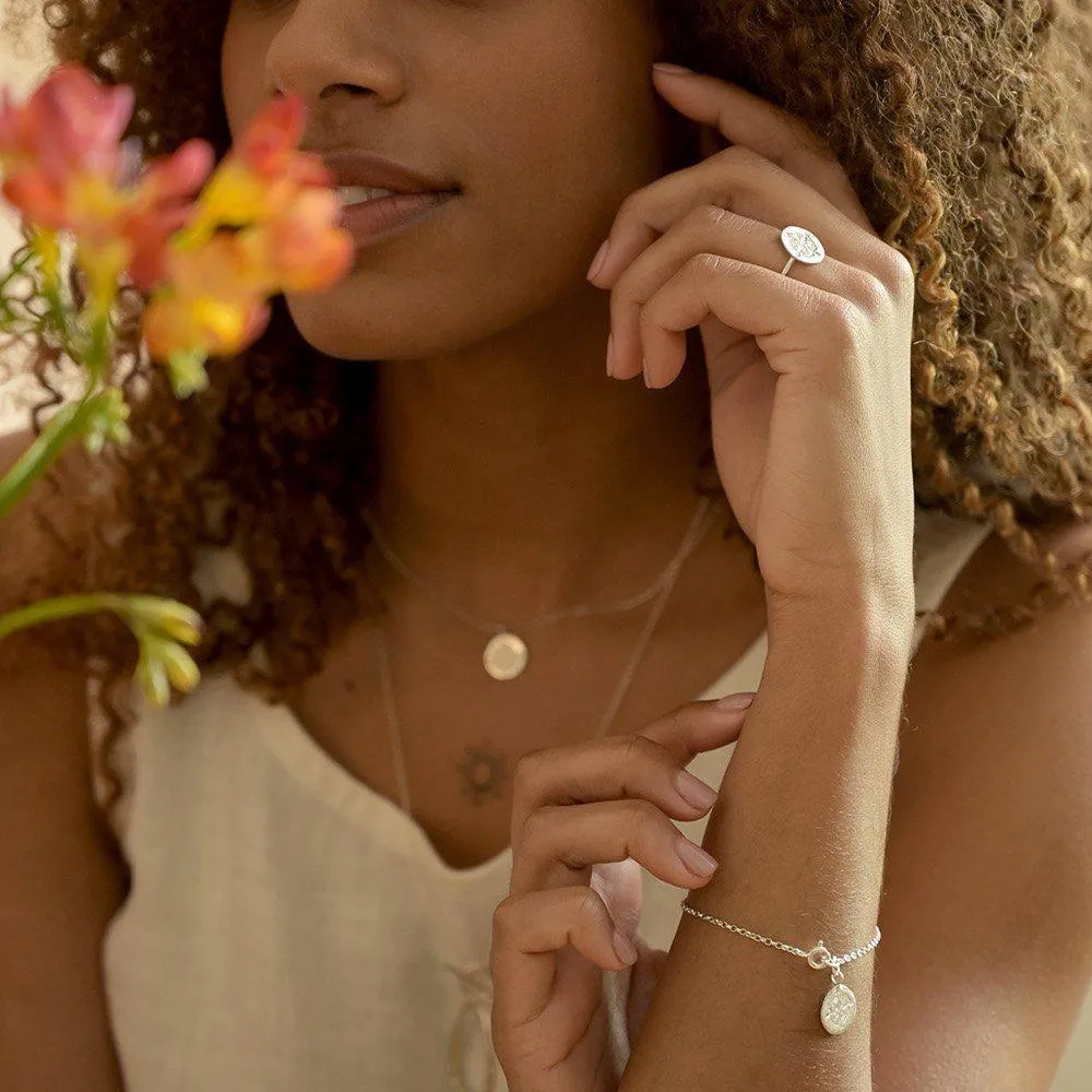 Silver Personalised Wanderlust Compass Charm Bracelet - Image 4