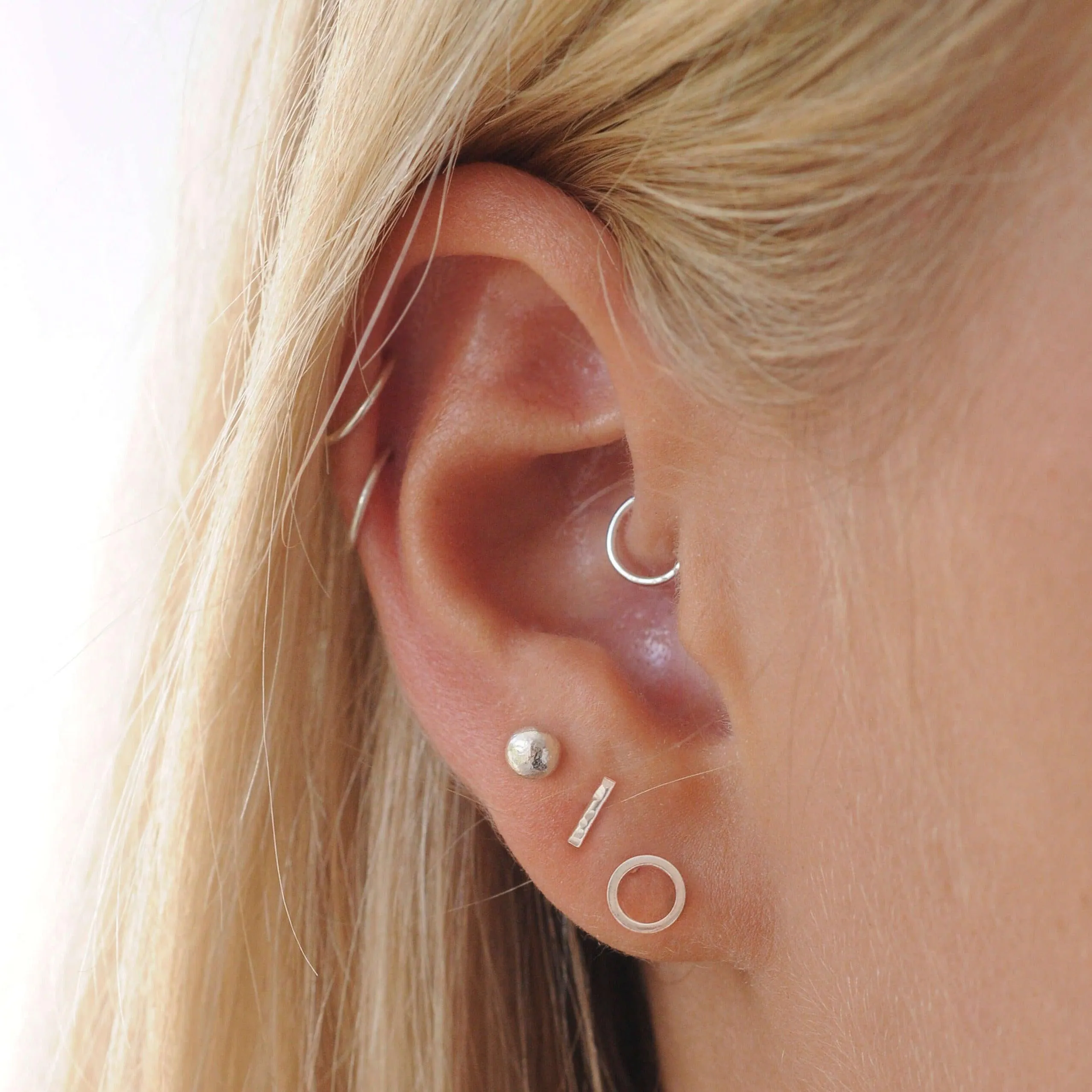 Silver Small Cartilage Helix Hoop Earrings - Image 5