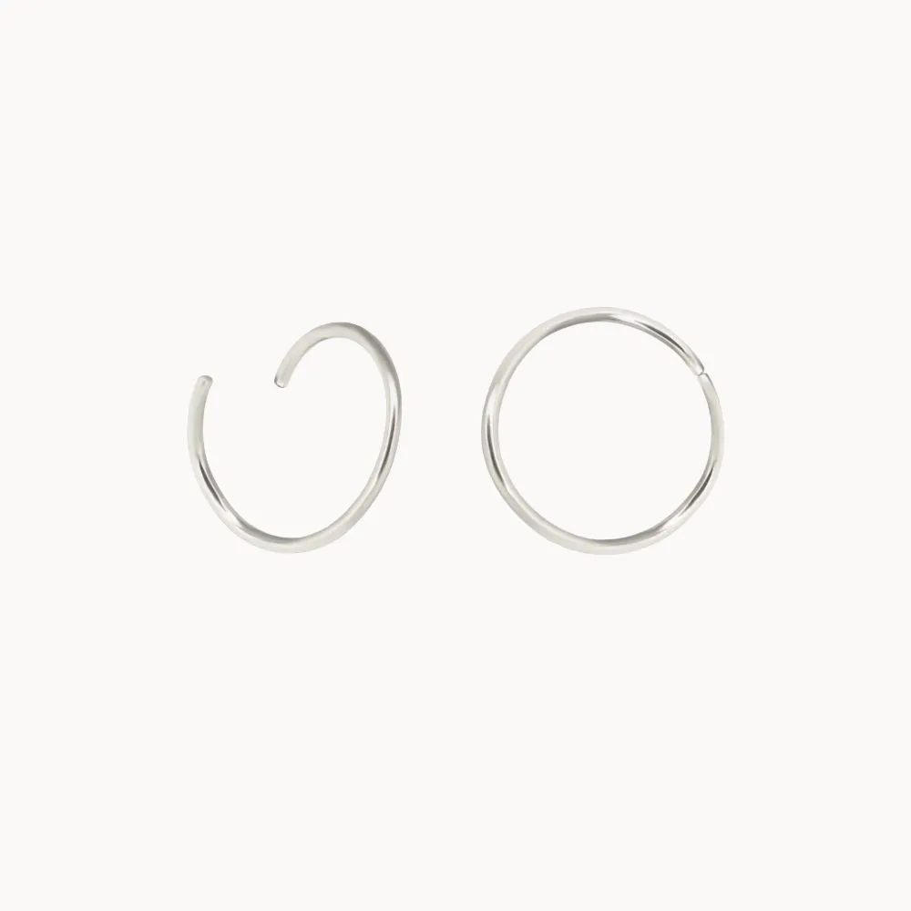Silver Small Cartilage Helix Hoop Earrings - Image 7