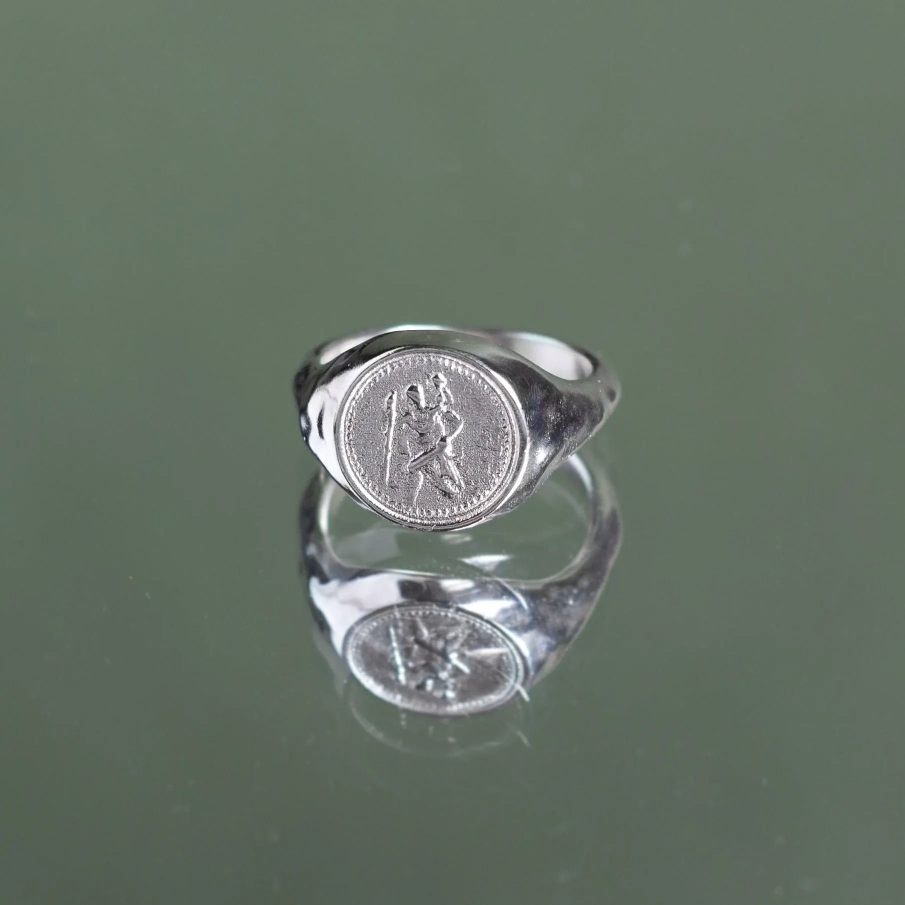 Silver Saint Christopher Signet Ring - Image 3