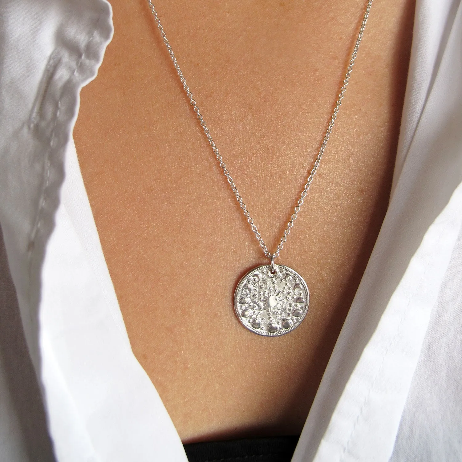 Silver Personalised Moonphase Necklace - Image 3