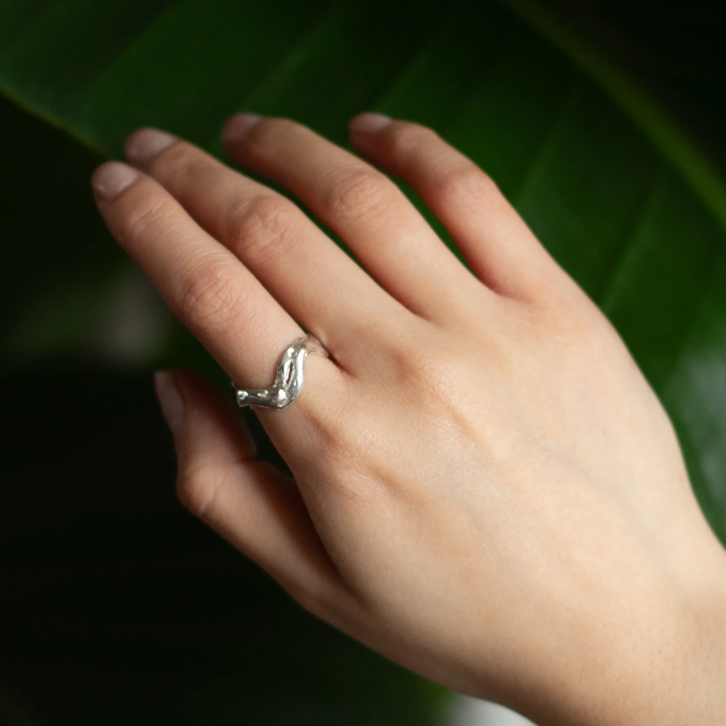 Silver Bloom Wave Ring - Image 5
